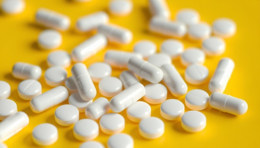 White pills on yellow background highlighting cutting-edge tech in medicine.