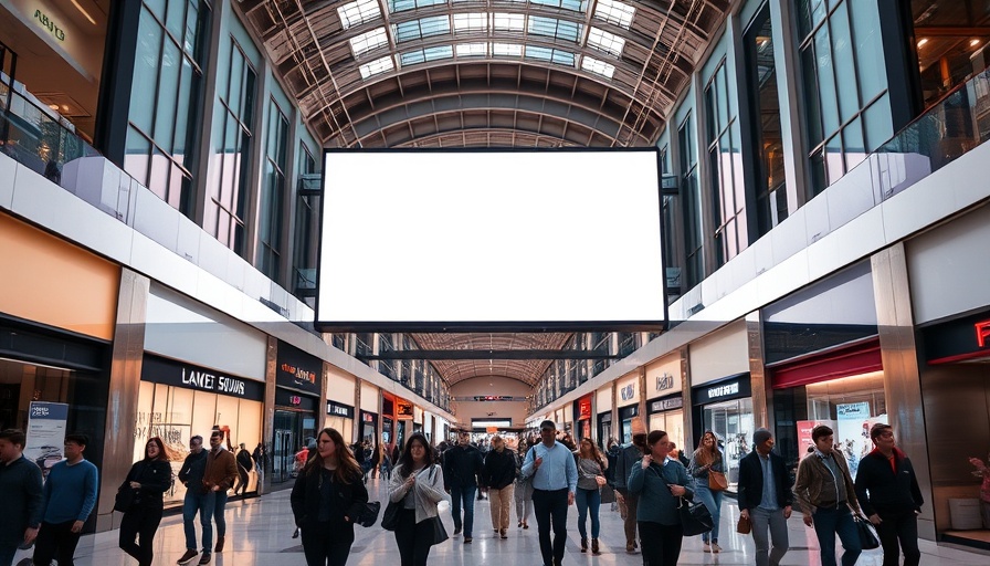 Large blank advertising screen in a shopping mall, marketing and advertising loans.
