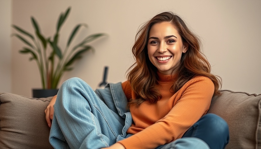 Casual confident woman in a red sweater helping other small businesses.