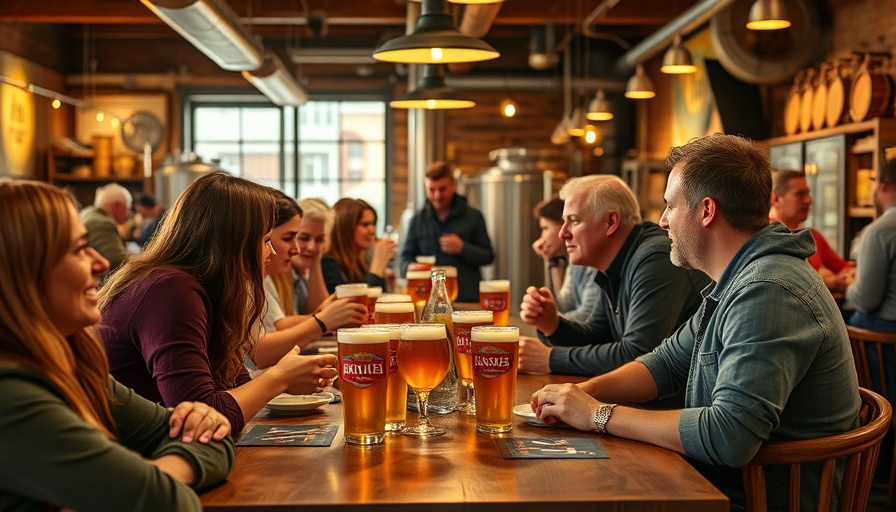 Community gathering at a craft brewery enjoying growth.