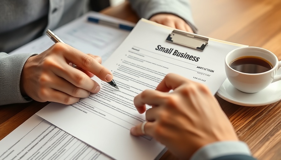 Woman completing small business loan application.