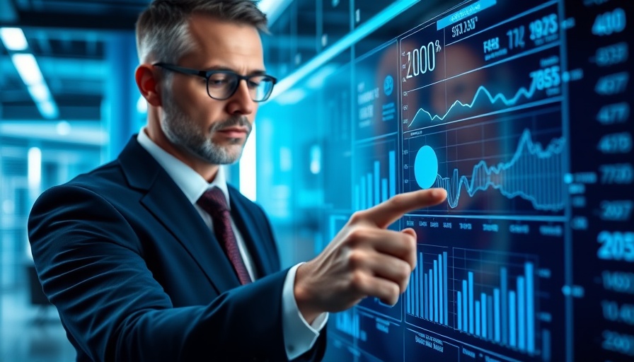 Business professional analyzing digital chart for small shifts in business operations.