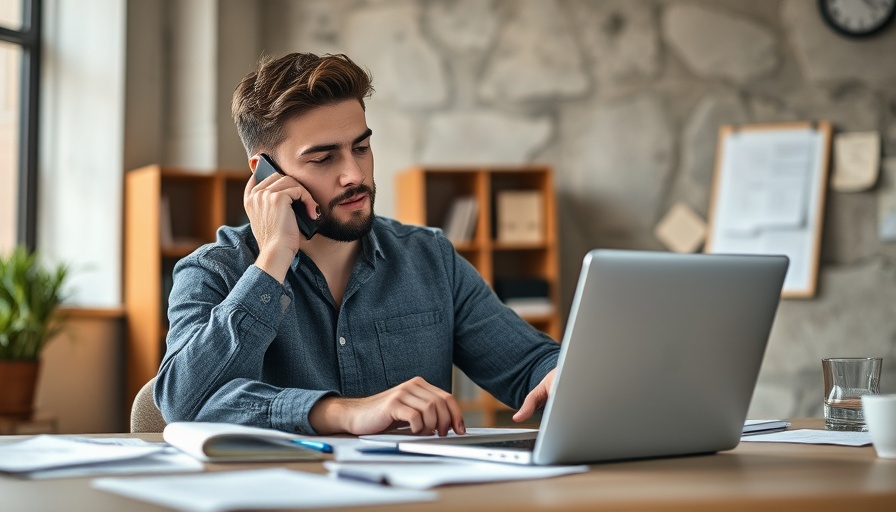 Focused young man using innovative strategies for business growth in modern office.