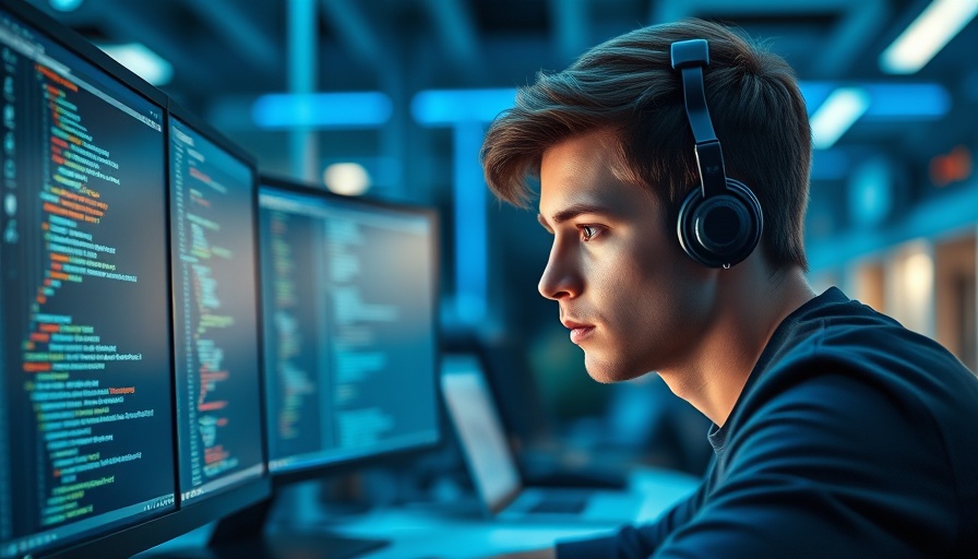 Focused young man analyzing code, illustrating trending business ideas for 2024.