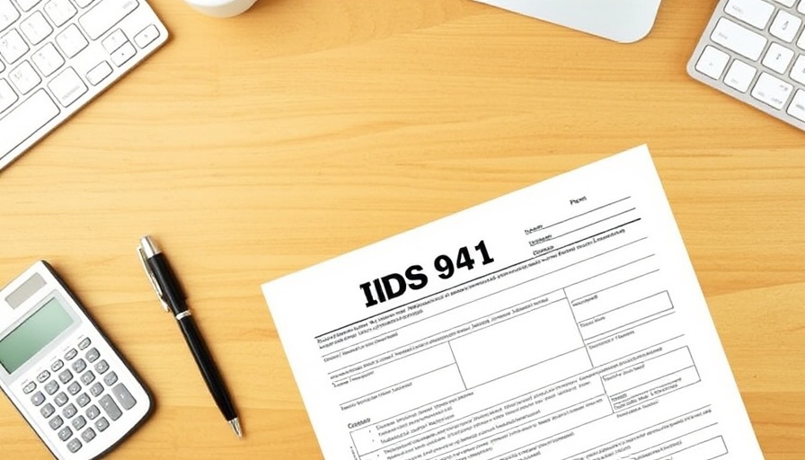 IRS Form 941 on desk with pen and calculator, file IRS Form 941.