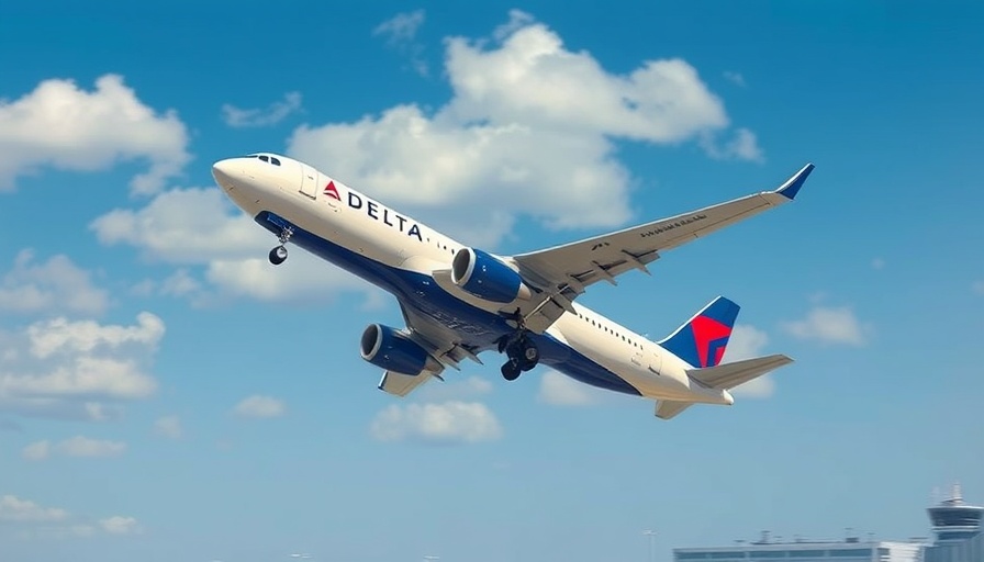 Delta Air Lines airplane taking off, related to profit outlook.