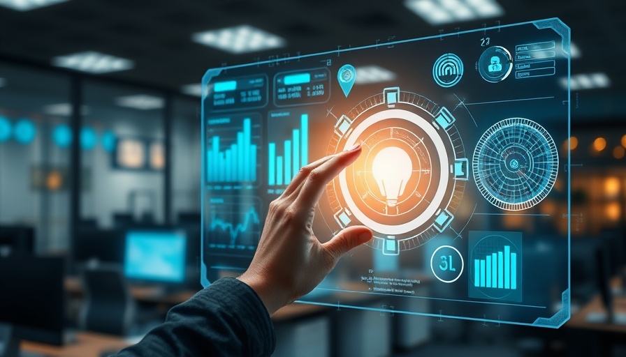 Interactive AI interface in office setting, showcasing how AI can help small business owners.