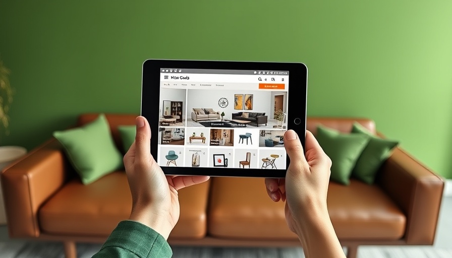 Smarter home goods store strategies using digital tablet and modern furniture.