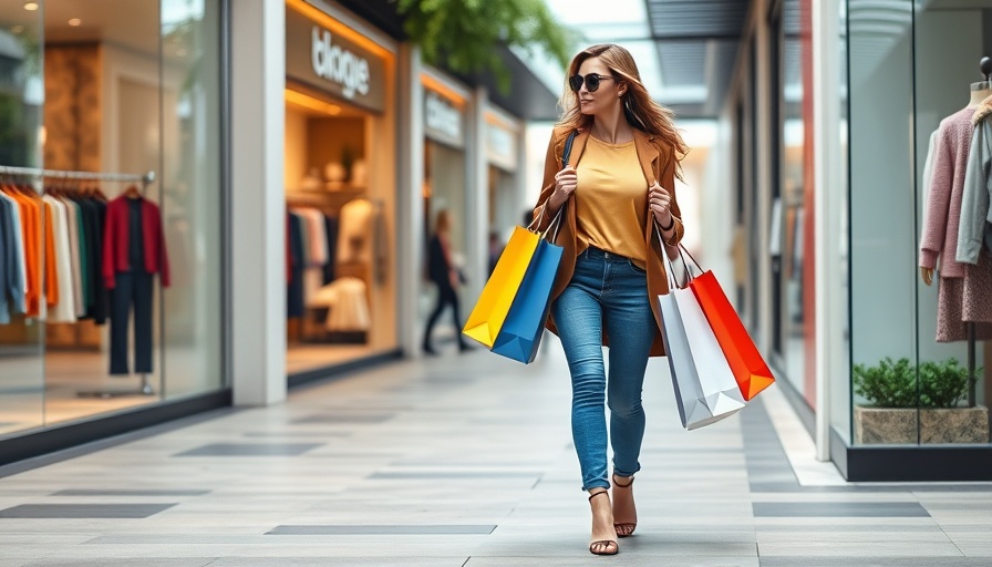 Shopper carrying bags in boutique store, maximizing success for physical store business.