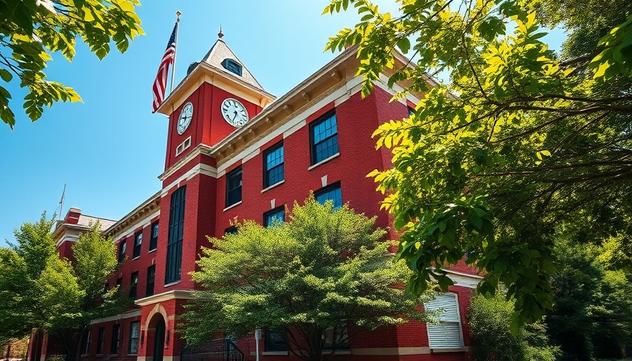 Starbucks headquarters building with clock tower and American flag.
