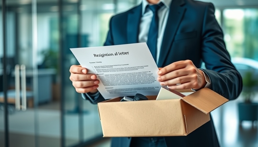 Navigating the Great Resignation: Employee submitting resignation letter in office.