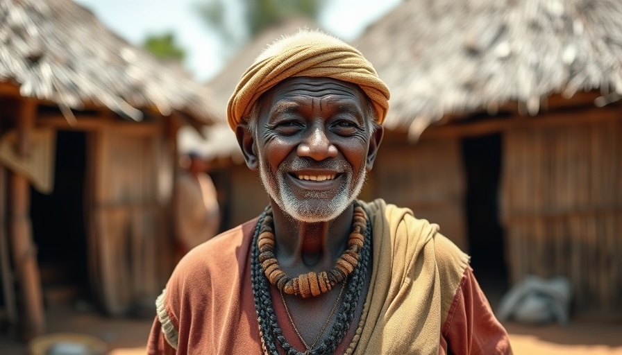 Elderly man in tribal attire smiling outdoors, witchcraft in African politics.