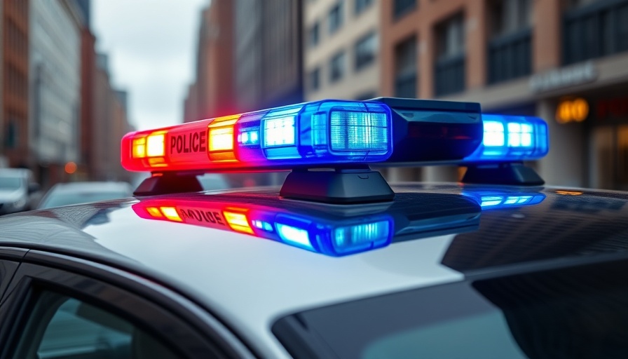 Police car with colorful lights representing authority amid visa fraud concerns.