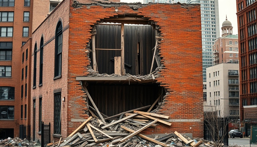 East Boston building collapse showing damaged facade and exposed structure.