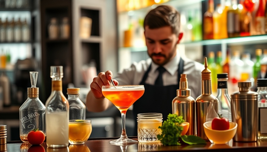 Bartender crafting cocktails at Nautilus Pier 4.