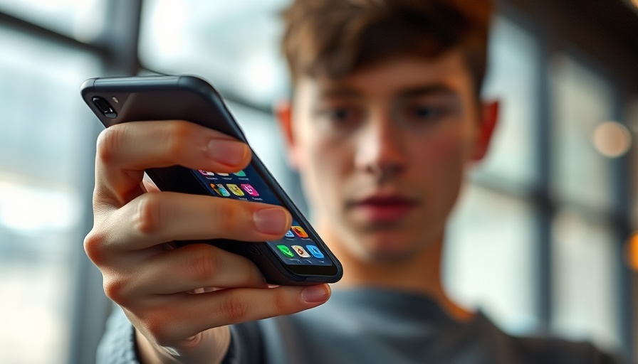 Close-up of youth's hand with phone, showcasing addictive screen use.