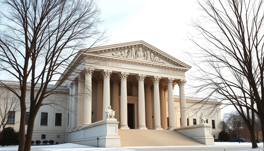 US Supreme Court historic building under clear sky.