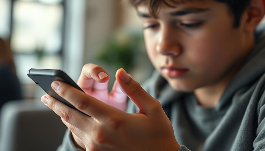 Youth engrossed in smartphone screen, highlighting addictive use and mental health impact.