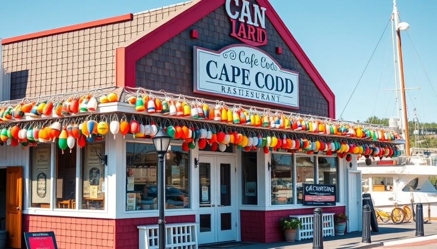Cap't Cass Rock Harbor Seafood reopening with colorful buoys on facade.