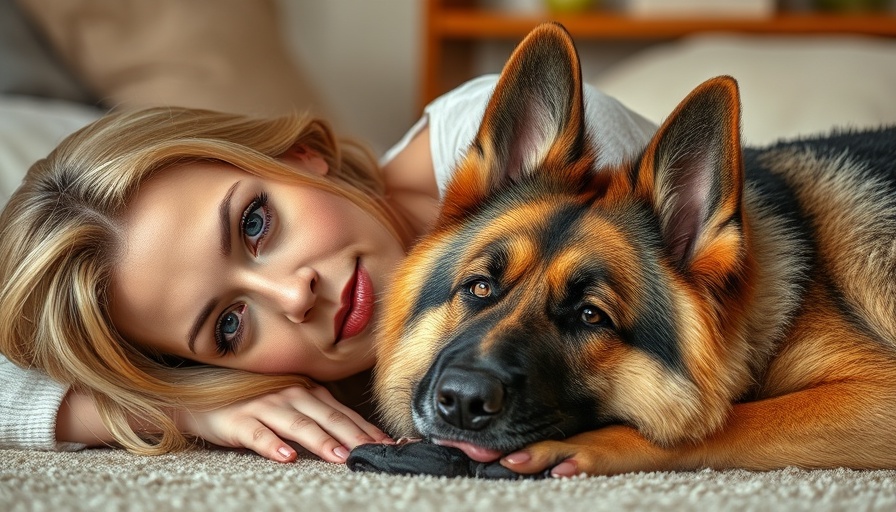 Woman with German Shepherd, relaxed indoors.