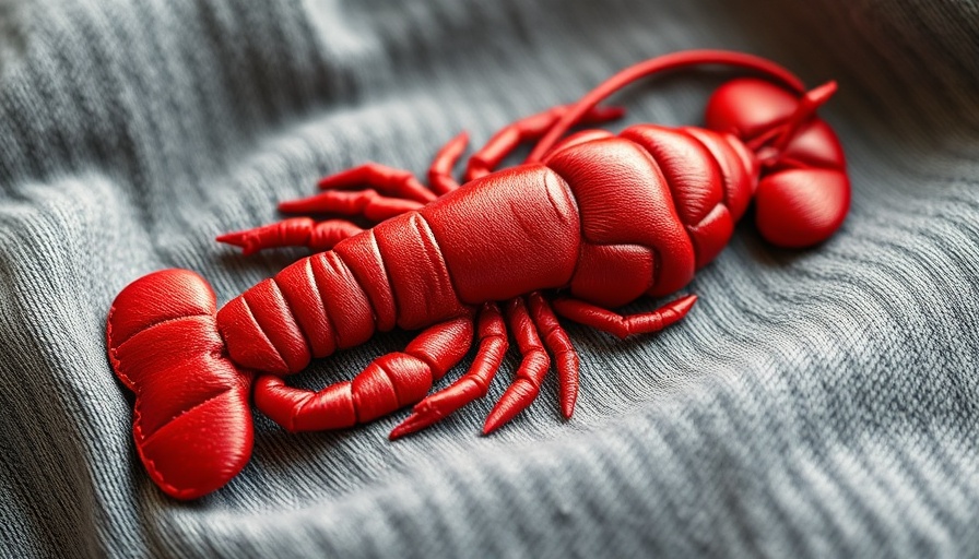 Massachusetts-inspired fashion with embroidered lobster design.