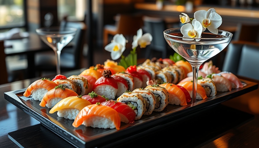 Best sushi in Greater Boston featuring vibrant rolls and a cocktail.