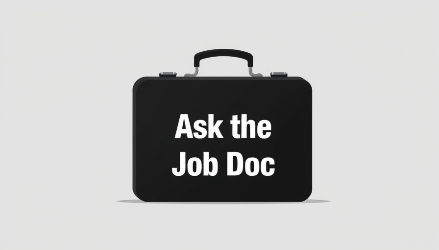 Minimalistic illustration of a briefcase with 'Ask the Job Doc' text, highlighting transition to life sciences from finance.