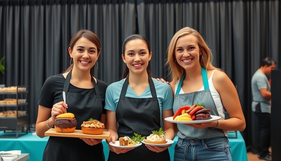Celebrating small businesses at a culinary event with smiling women.