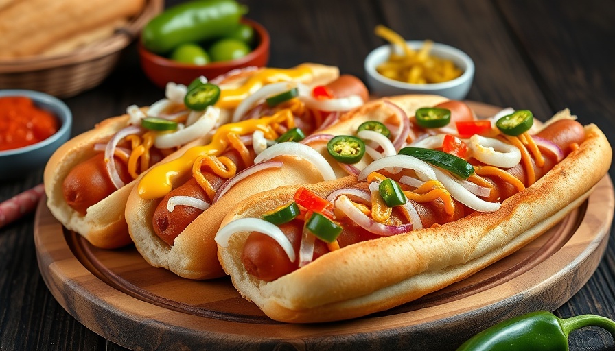 Colorful hot dogs with garnishes, ideal National Hot Dog Day celebration ideas.