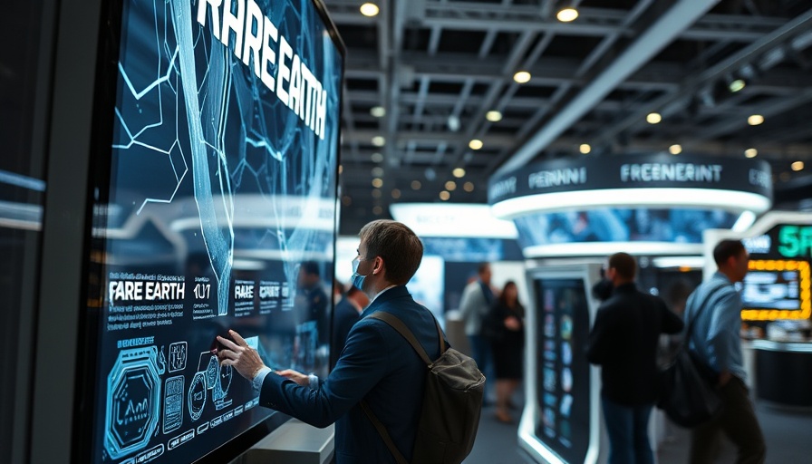 China's Rare Earth Exports technology exhibition scene with visitor.