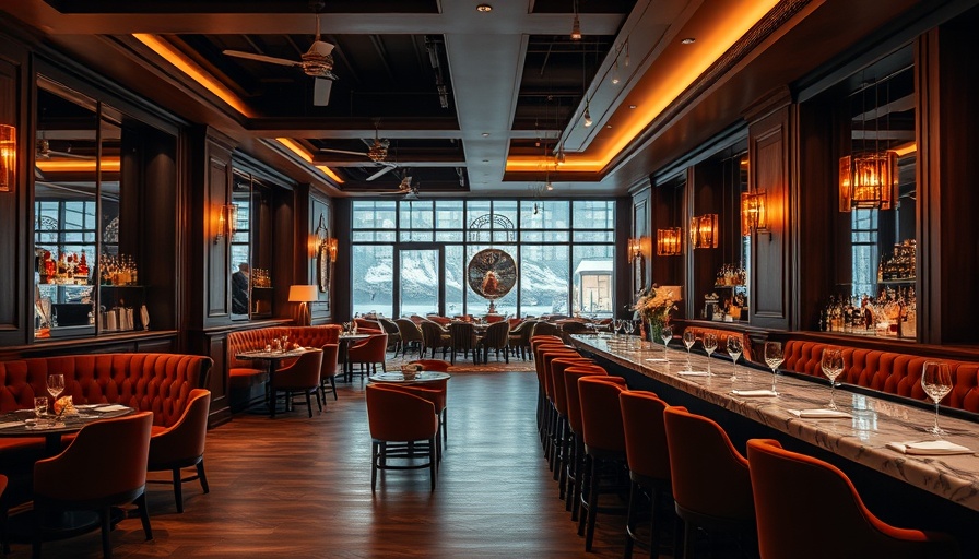 Interior of elegant Chinese-inspired cocktail bar with plush seating.