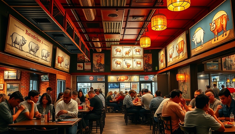 Redbones Barbecue Somerville interior with diners enjoying meals.