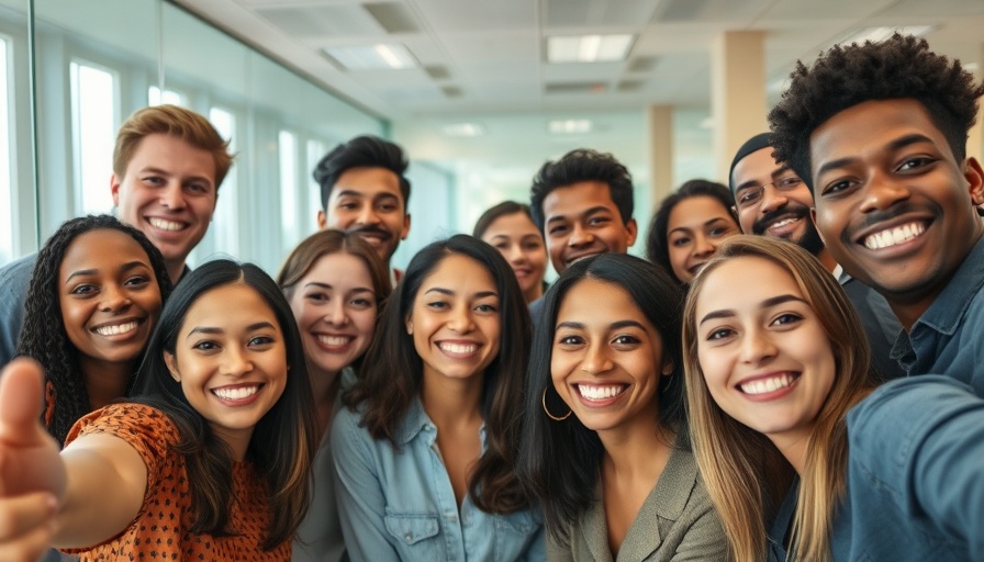 Diverse group of people smiling in an office, assumptions about Gen Z employees.