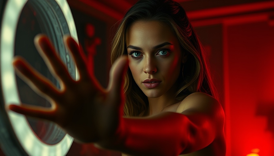 Dramatic scene with woman and glowing red light; must-watch movies and TV shows streaming.