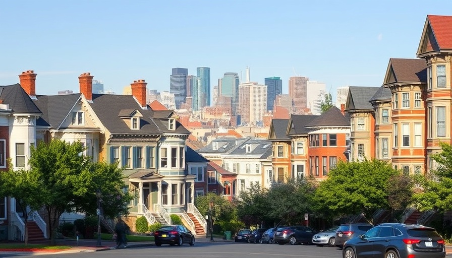 Boston renters relief scene with historical townhouses