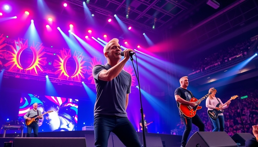 Coldplay concert at Gillette Stadium with vibrant stage lighting.
