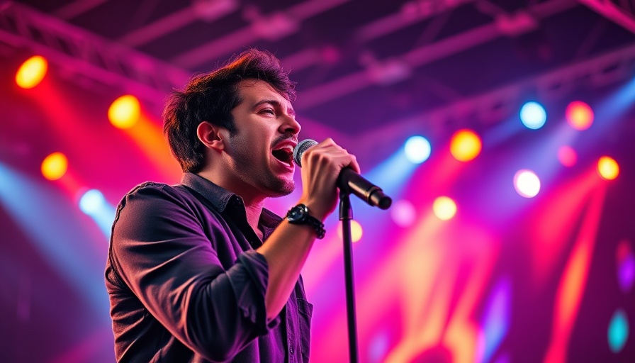 Singer passionately performs on stage at Bruce Springsteen tribute event.