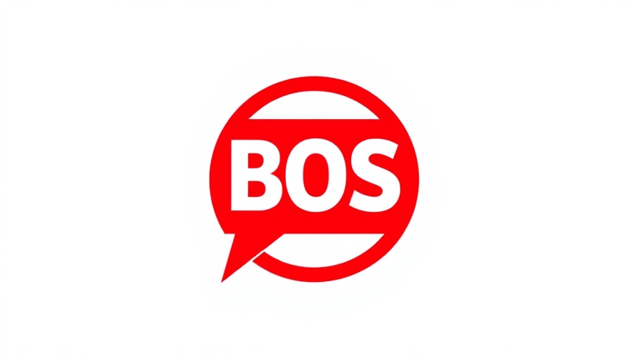 Bold 'BOS' logo in speech bubble, minimalistic design