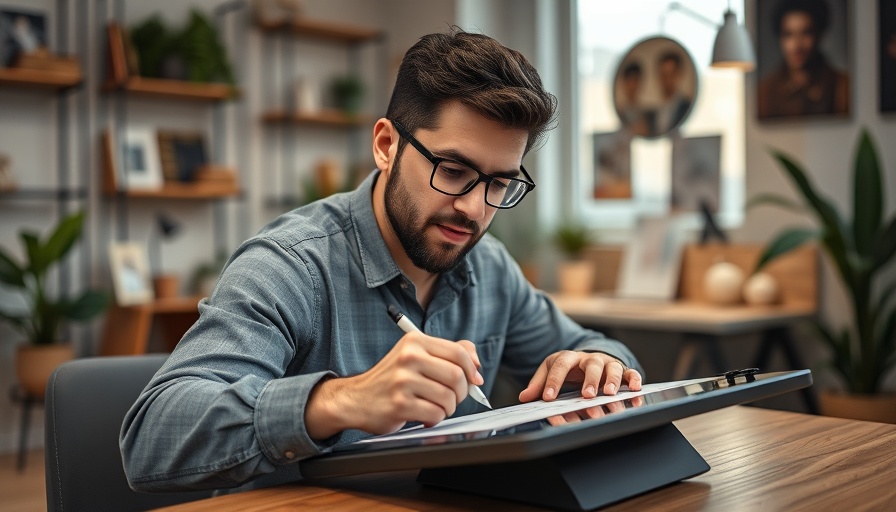 Professional designer using graphics tablet in cozy office