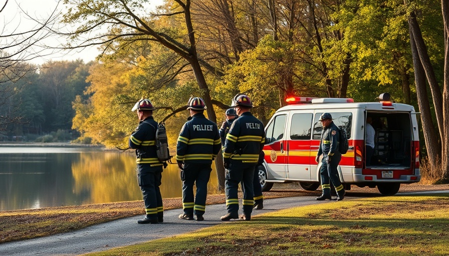 Framingham pond emergency response scene with safety focus.
