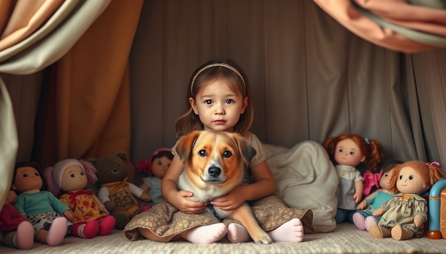 Don't Let’s Go to the Dogs Tonight film review: young girl and dog in playhouse.