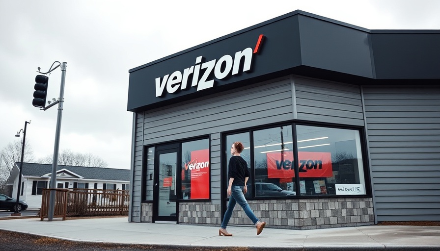 Verizon store exterior with woman walking; annual forecast boost.