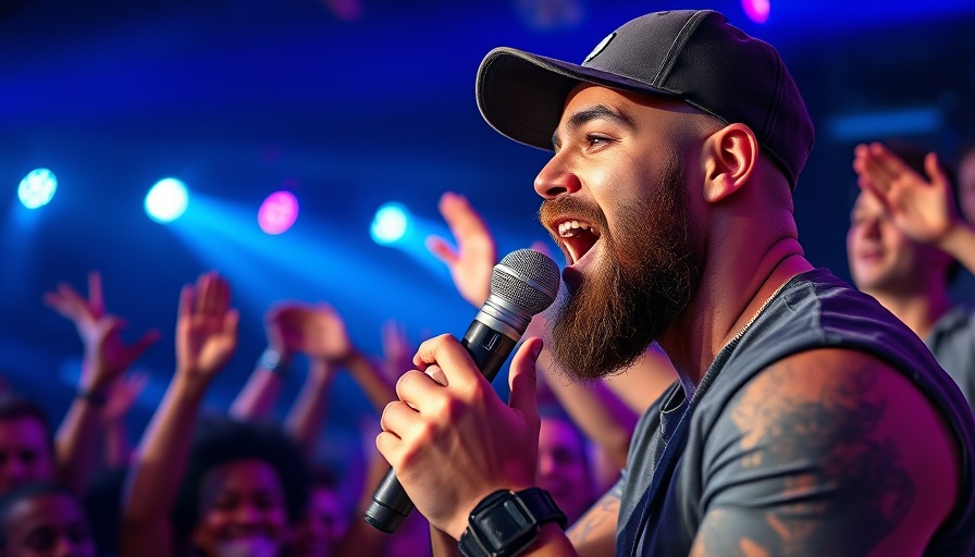 Thomas Rhett engages fans in surprise Boston concert, vibrant stage lighting.
