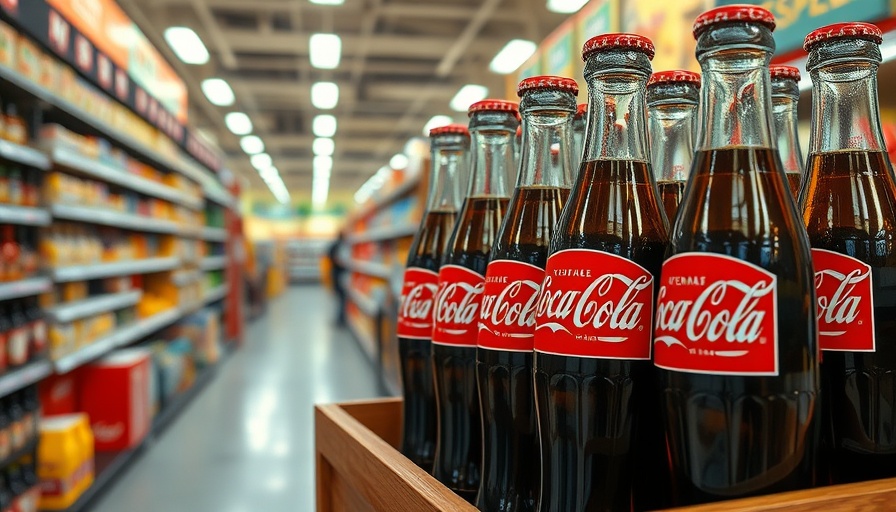 Cane sugar Coca-Cola bottles displayed in a grocery aisle.