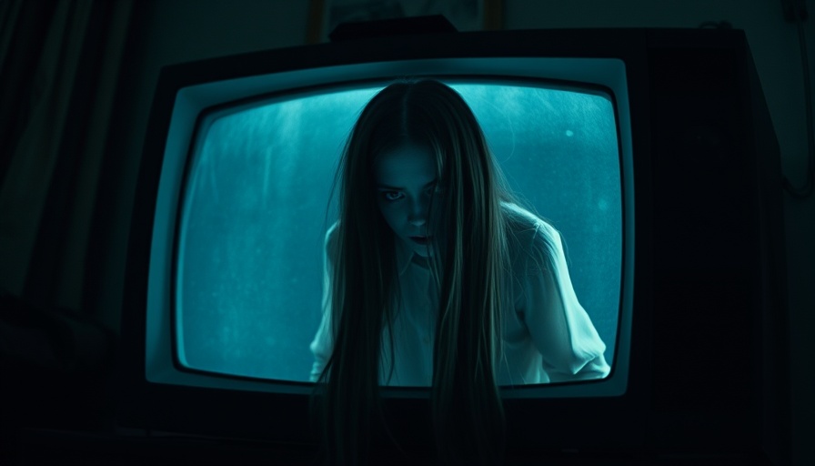 Watch 'Ringu' (1998) Horror Film Screening in Boston: Creepy girl emerging from TV.
