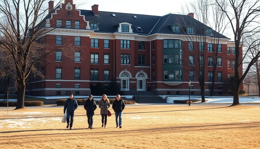 Harvard visa program investigation scene with university building.