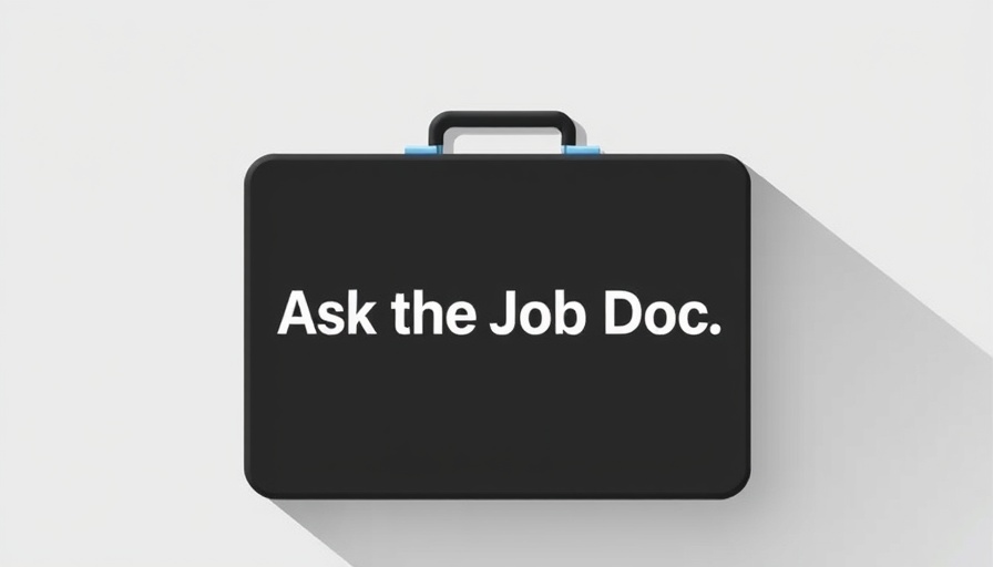 Minimalist briefcase with 'Ask the Job Doc' text, career advice.