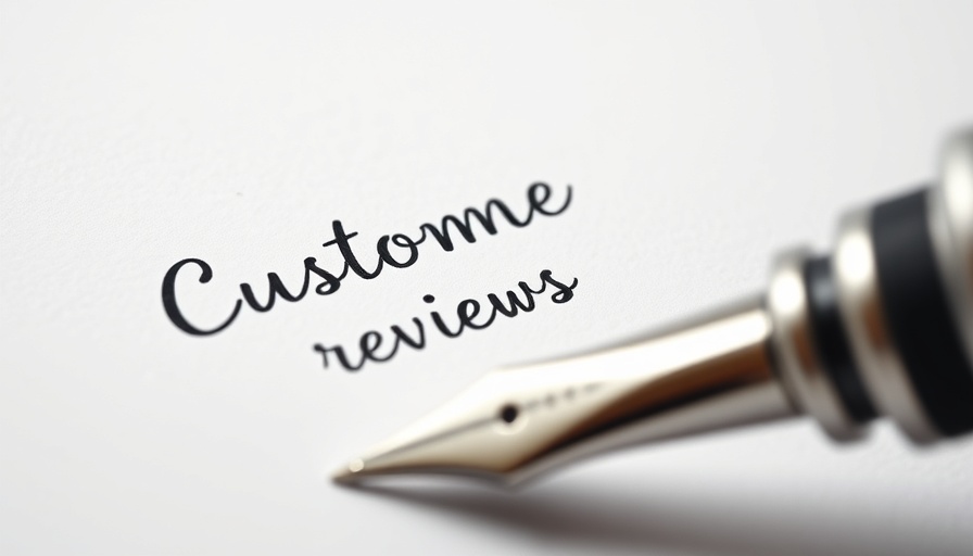 Close-up of writing 'Customer Reviews' with fountain pen.