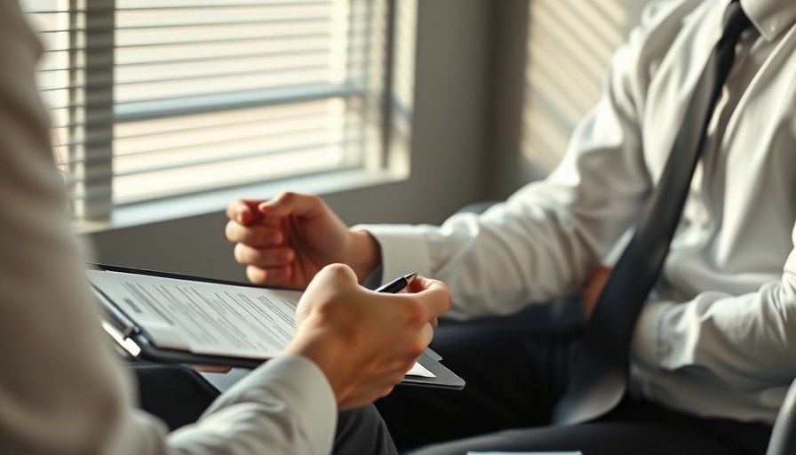 Managing job interview anxiety: candidate in formal attire during interview.