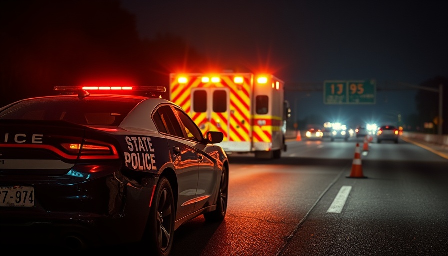 State police cruiser struck on I-95 at night with ambulance.